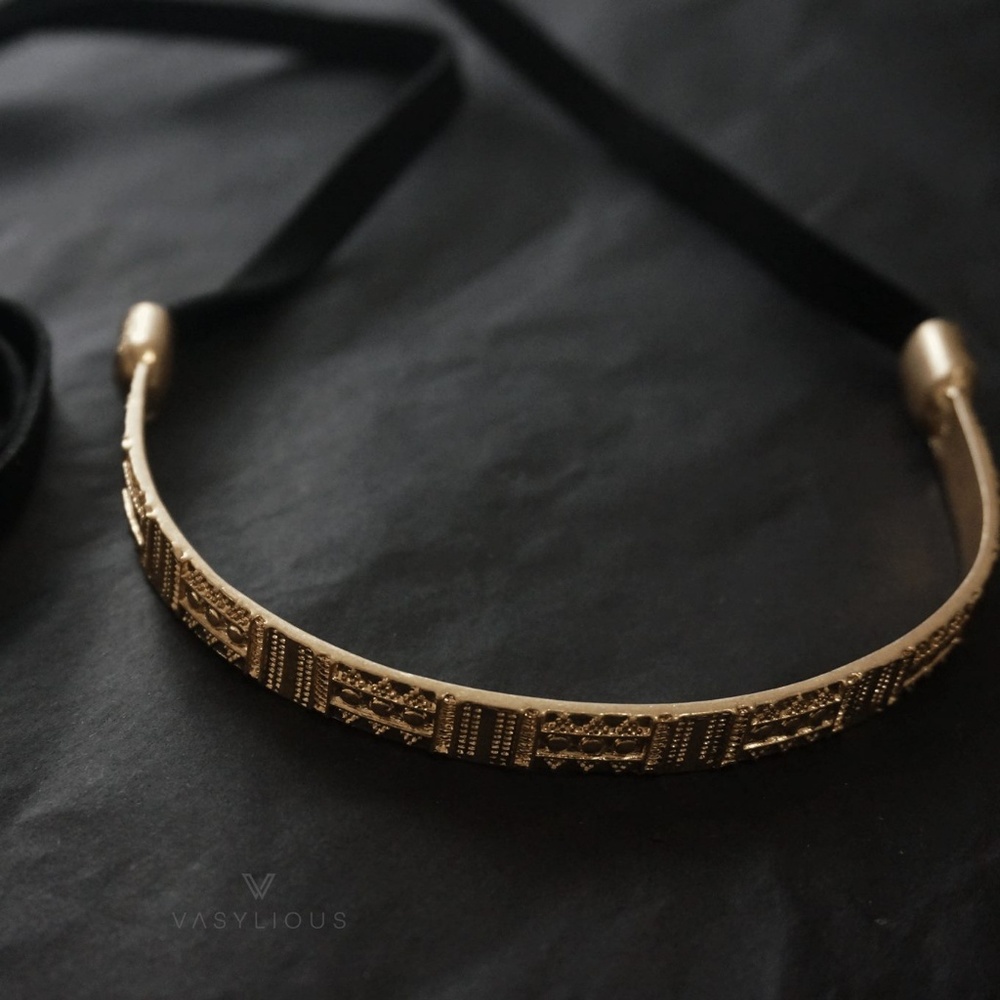 Aztec Gold Choker Cuff Necklace